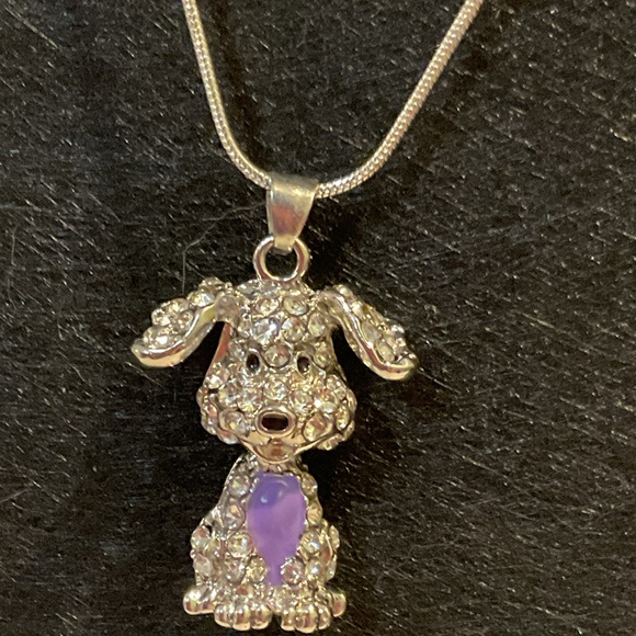 Silver and Purple Dog Pendant Necklace - Picture 11 of 12